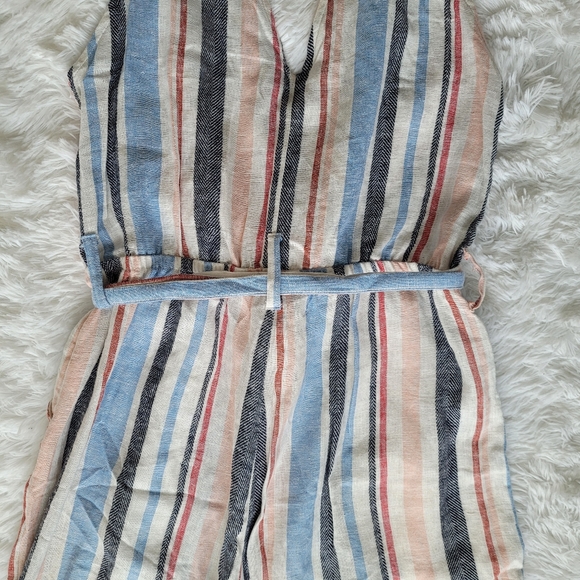 Indigo Rein Linen V-Neck Sleeveless Wide Leg Jumpsuit Size Large - Picture 10 of 16